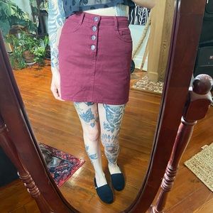 Pull & Bear dark red burgundy denim skirt.